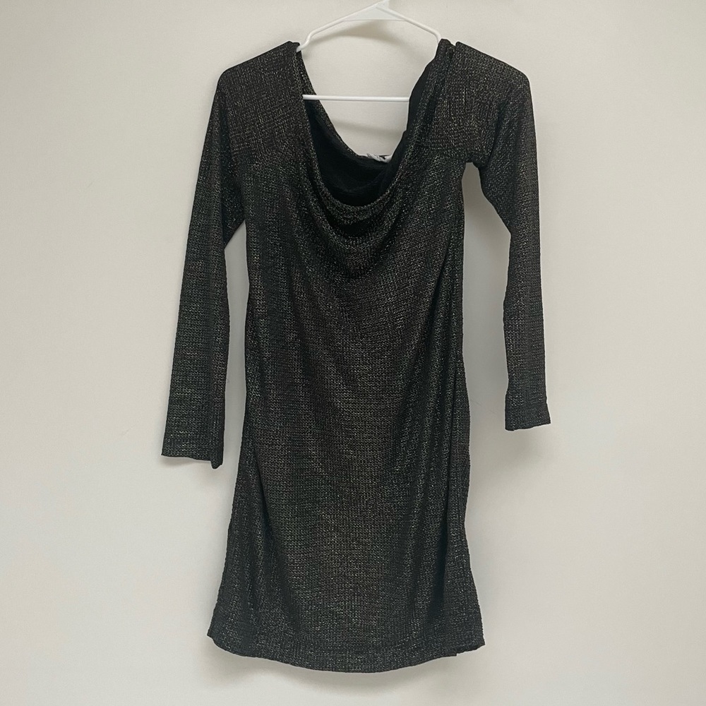 BCBGeneration Dress Women Large Black and Gold Shimmer